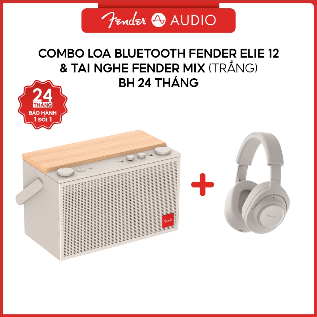 Combo Loa Bluetooth Fender ELIE 12 + Tai nghe không dây Fender MIX - Trắng | FA-E12-OWHWW + FA-MIX-O