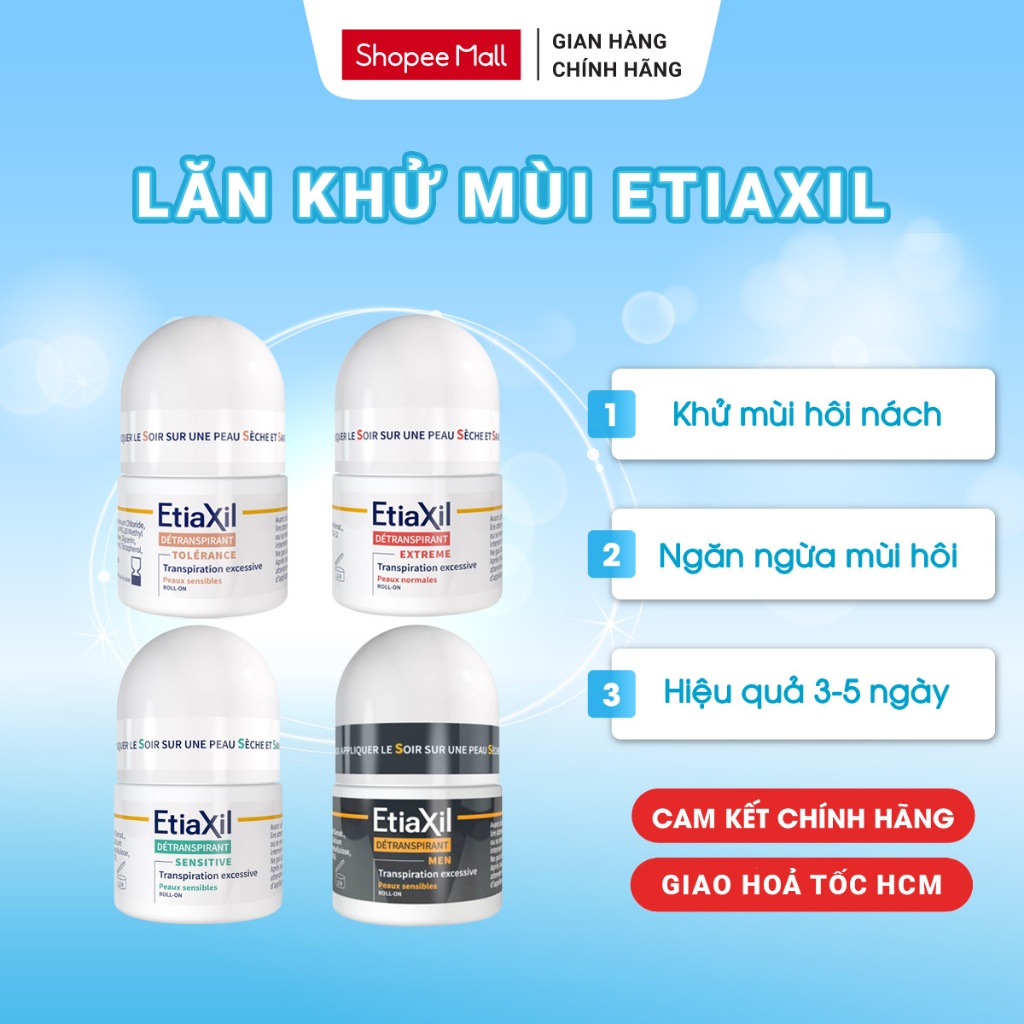 [HOẢ TỐC] Lăn Khử Mùi Etiaxil Chuyên Sâu - Ngăn Mồ Hôi, Khử Mùi Hôi Nách, Không Ố Vàng Áo 15ml