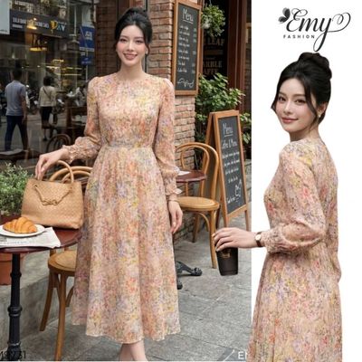 Đầm Tơ Gân Cao Cấp EMY EM9731 - Thiết Kế Xòe Thanh Lịch, Mát Mẻ Cho Phụ Nữ Trung Niên