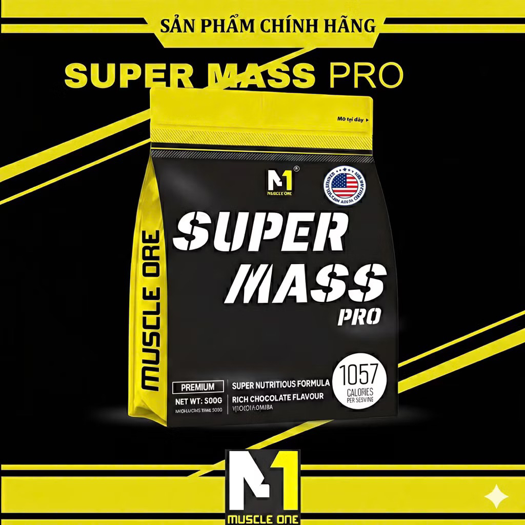 Combo 2 Túi Super Mass Pro Muscle One 500g – TẶNG 1 Bình Lắc Chính Hãng – Mass Gainer Tăng Cân Tăng 