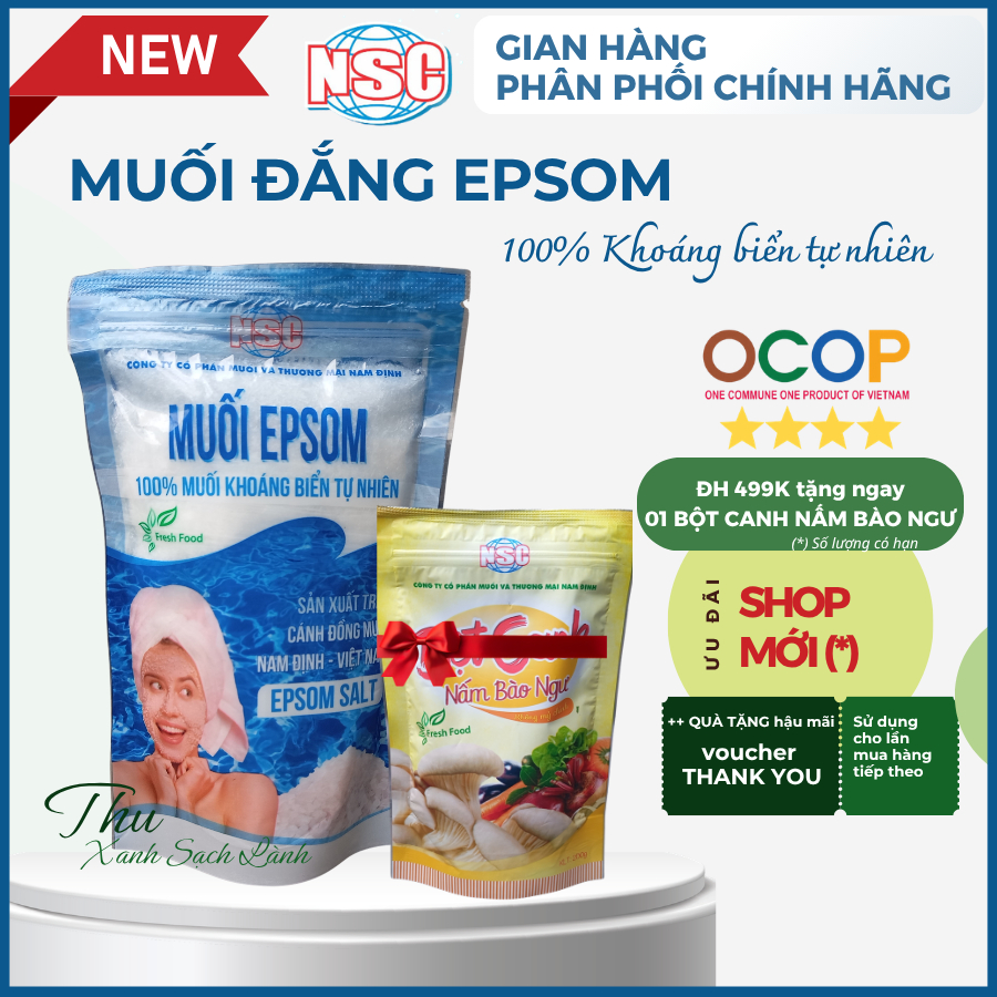 Muối đắng Epsom, muối khoáng biển tự nhiên Epsom NSC túi 200G dùng để dưỡng da - Thu Xanh Sạch Lành