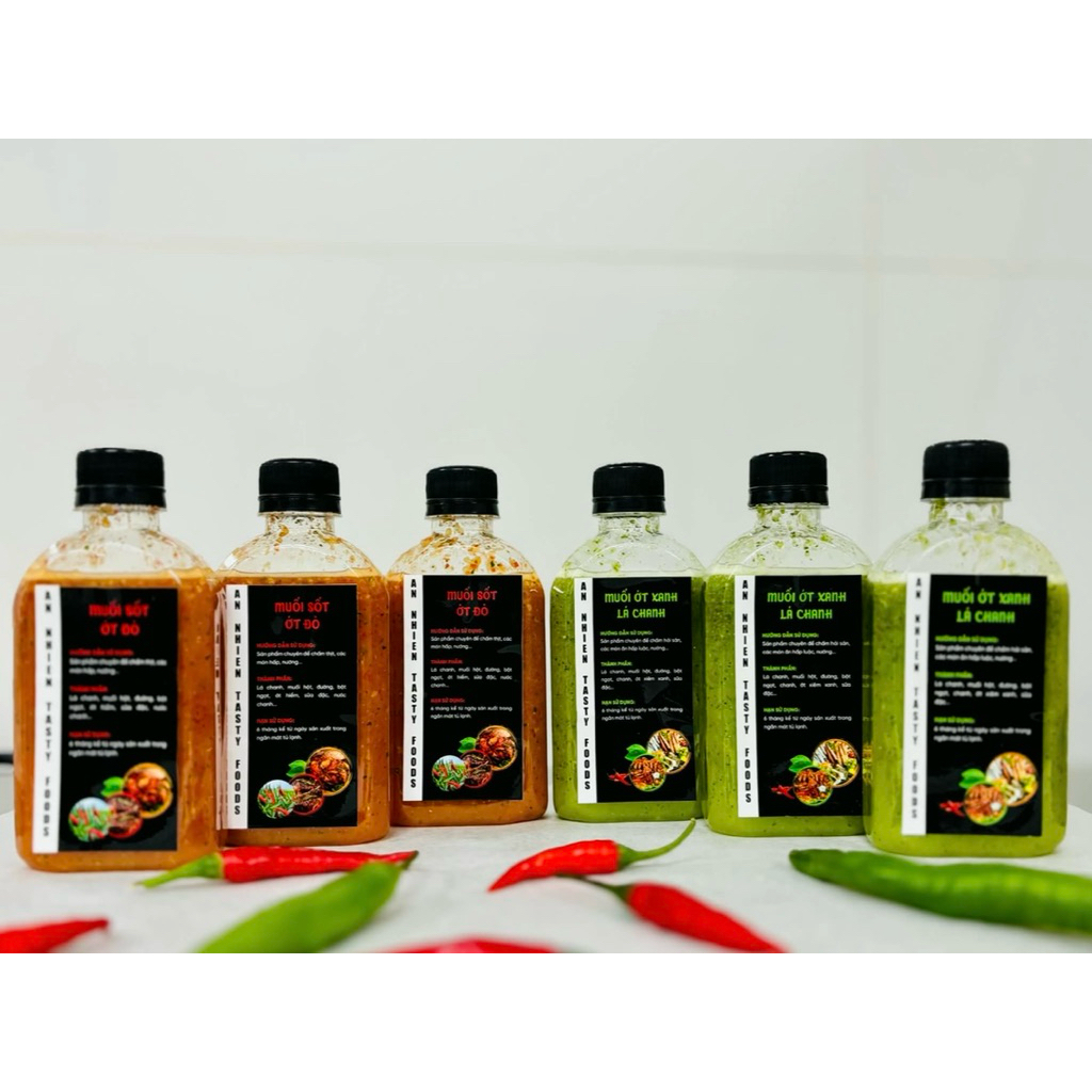 COMBO 2 chai Muối Ớt Xanh và Muối Ớt Đỏ