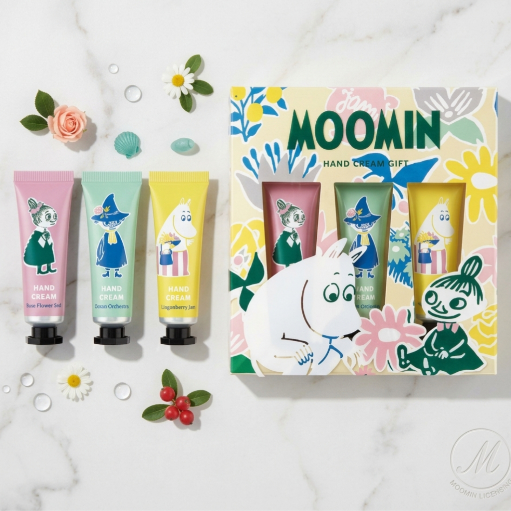Set 3 Kem Dưỡng Da Tay Moomin Valley Friends – Dưỡng Ẩm Bơ Hạt Mỡ & Hương Thơm Bắc Âu Nội Địa Nhật