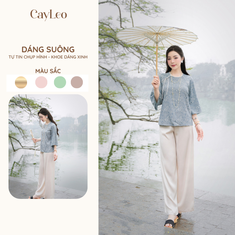 Pháp Phục Nữ Thiết Kế Nhược Hy CayLeo Design Đồ Lam Cao Cấp Kèm Quần - NH724