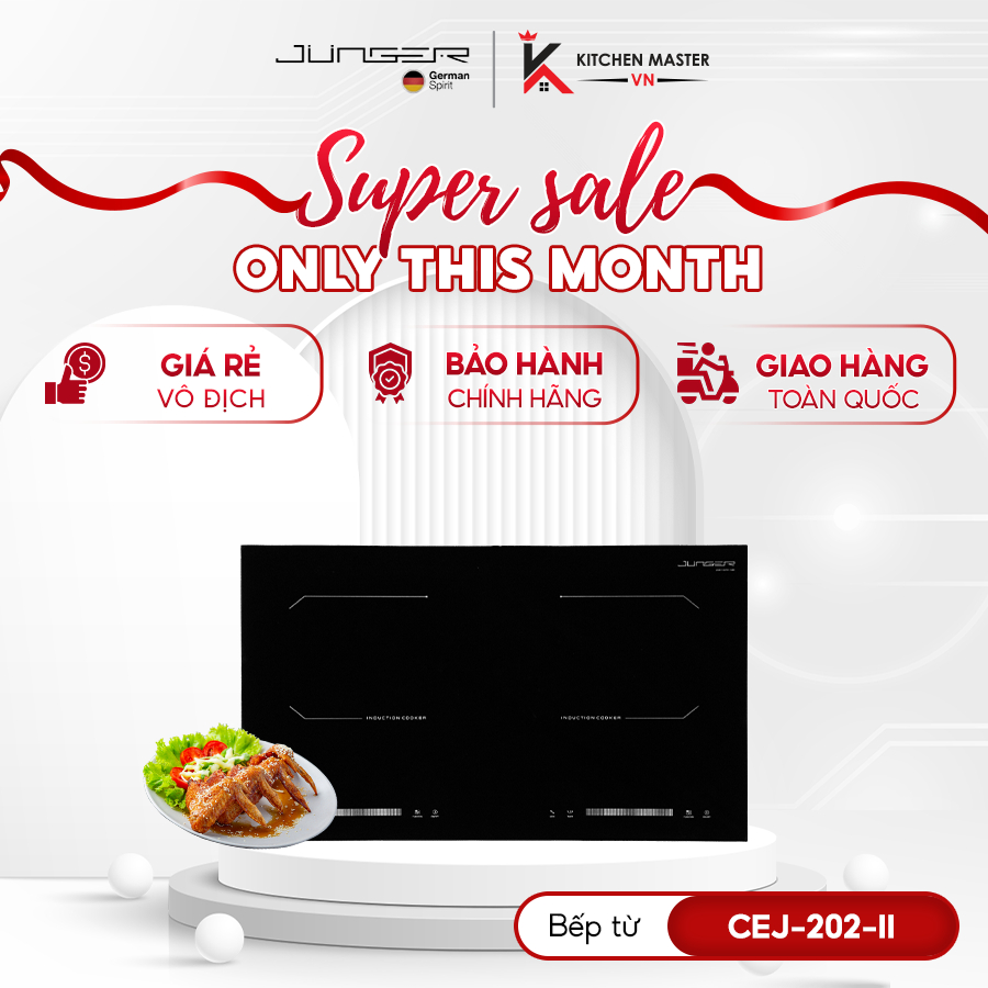 Bếp Điện Từ Đôi JUNGER CEJ-202-II – 2 Vùng Nấu 4000W, Mặt Kính Ceramic Cao Cấp