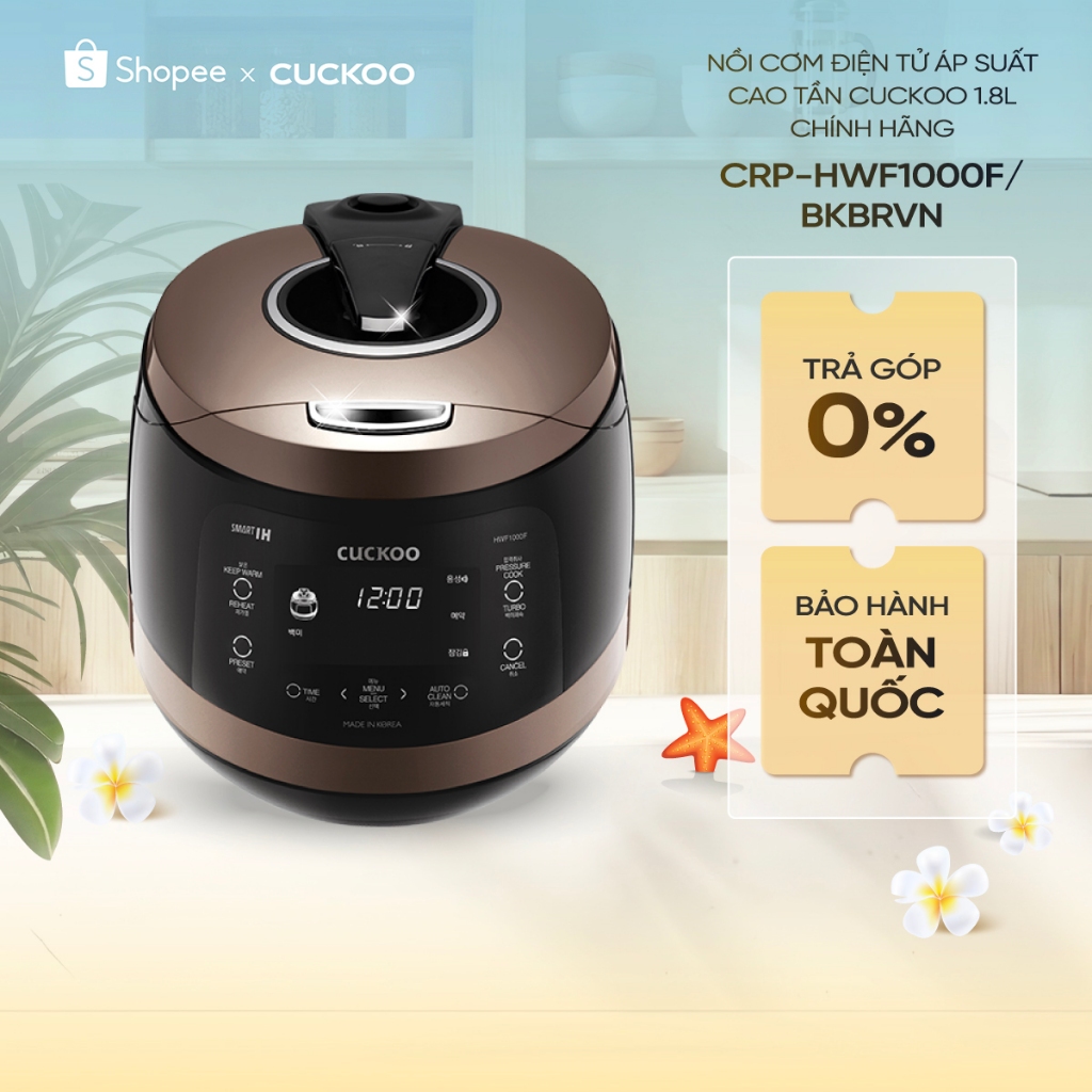 Nồi Cơm Điện Tử Áp Suất Cao Tần Cuckoo CRP-HWF1000F/BKBRVN - 1.8L - Chính hãng