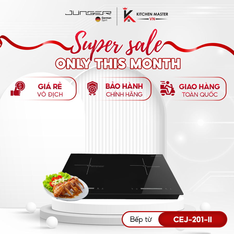 Bếp Điện Từ Đôi JUNGER CEJ-201-II Chính Hãng – 2 Vùng Nấu, Lắp Âm Sang Trọng