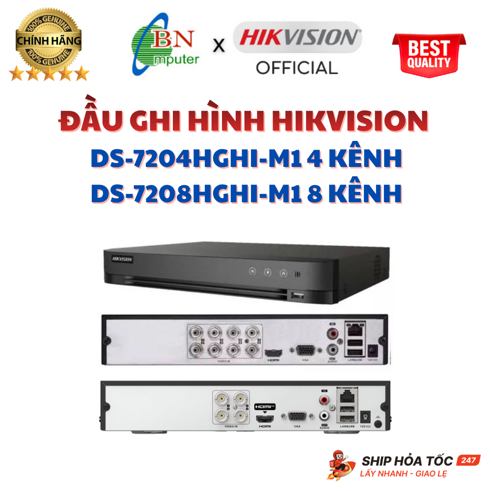 Đầu ghi hình Turbo HD 5 Hikvision DS-7204HGHI-M1 4 kênh, DS-7208HGHI-M1 8 kênh