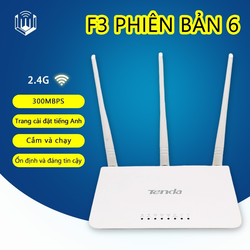 Bộ phát wifi TENDA F3 V6 3 râu hình thức đẹp xuyên tường modem router wifi tốc độ 300Mbps (Cũ)