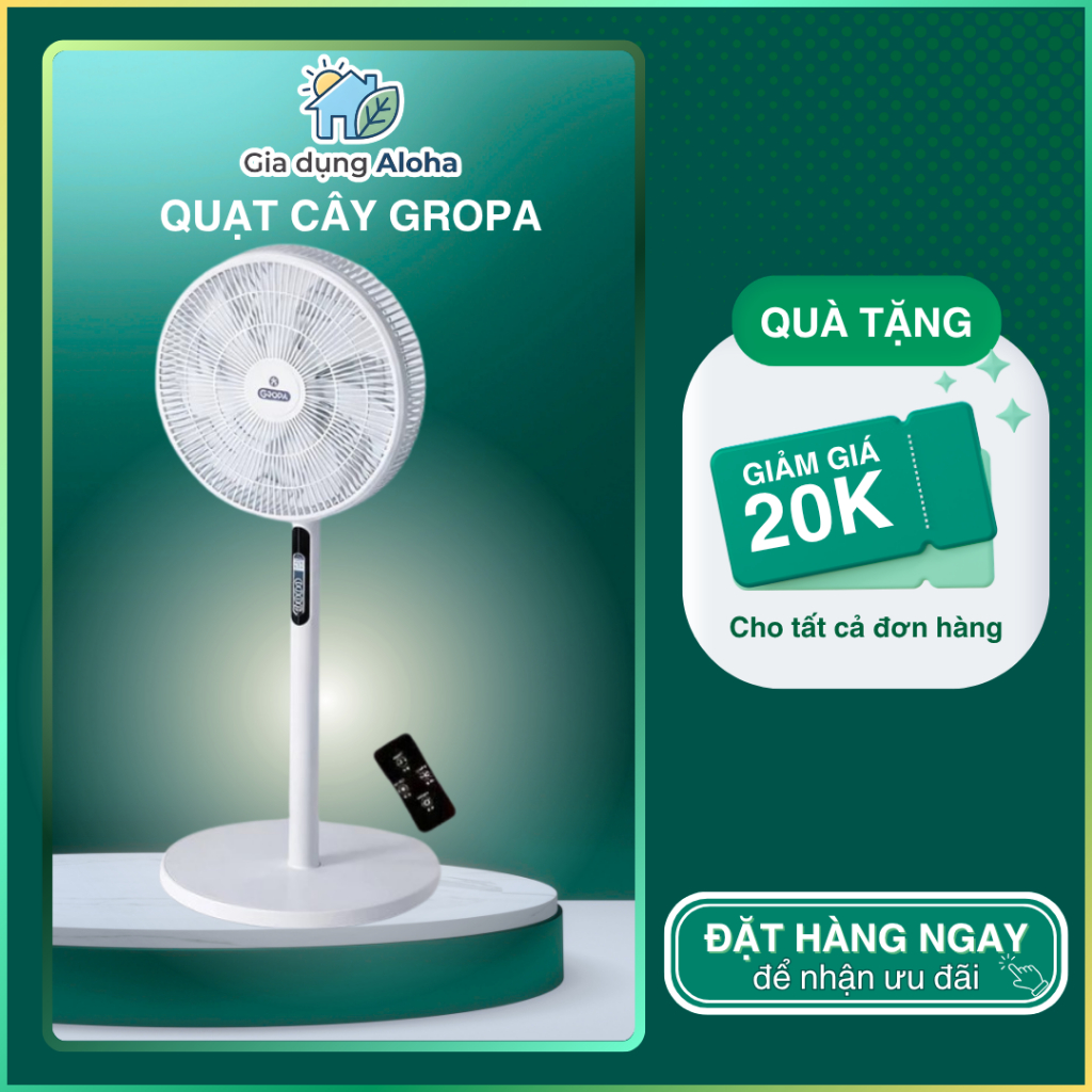 Quạt Cây Đứng Gropa Chính Hãng Điều Khiển Từ Xa, 7 Cánh Siêu Mát, Công Suất…