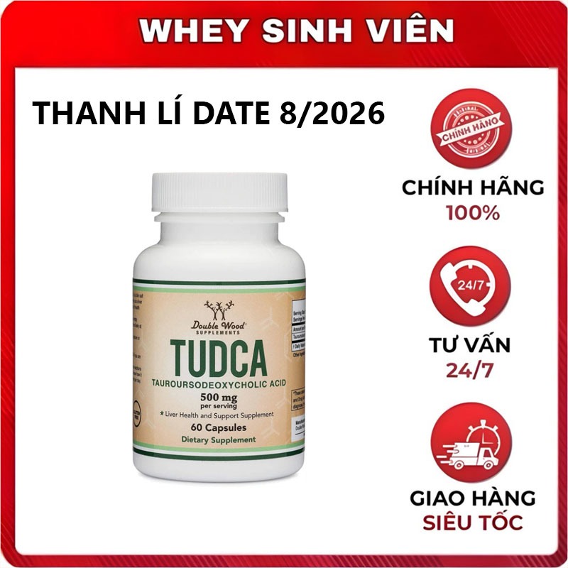 [Chính hãng] Double Wood TUDCA 500mg 60 viên - Hỗ Trợ Sức Khoẻ Gan & Mật tại Whey Sinh Viên MB