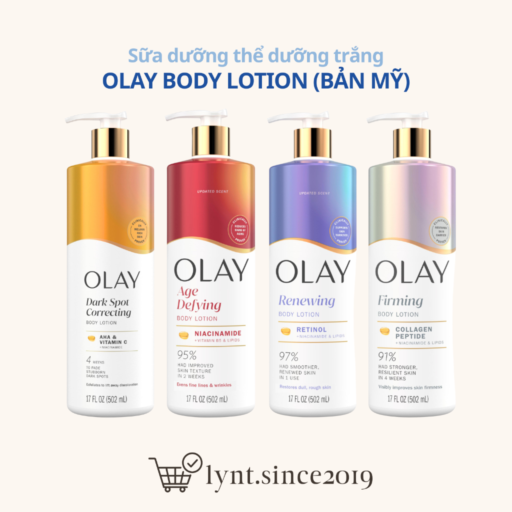 [Bản Mỹ] Sữa dưỡng thể dưỡng trắng da Olay Body Lotion Niacinamide Phiên Bản Cải Tiến - cấp ẩm, sáng
