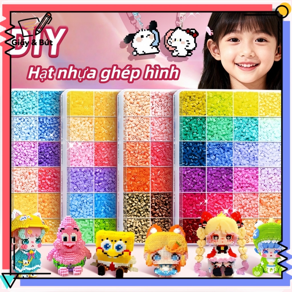 Set hạt nhựa Perler 2.6mm bổ sung cho bộ DIY, hạt ghép hình thủ công nhiều màu…