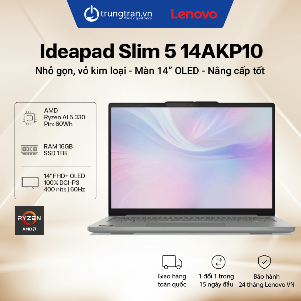 Lenovo IdeaPad Slim 5 14AKP10 83HX00B2VN | Ryzen AI 5 | 16GB | SSD 1TB | 14" FHD+ OLED | Trung Trần