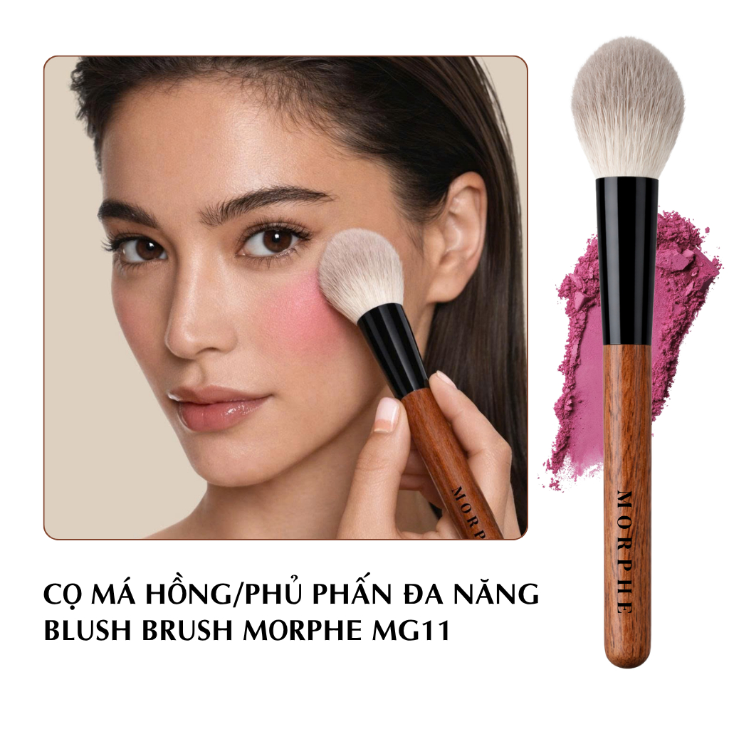 Cọ Trang Điểm Má Hồng/Phủ Phấn Đa Năng Morphe Blush Brush Mã Loại MG11 Cán Gỗ Cao Cấp Có Hộp