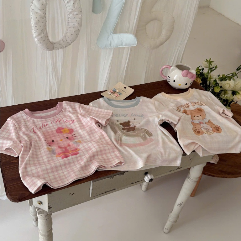 Áo phông cộc tay HEY HONEY cho bé, áo thun chuẩn HEY HONEY Quảng Châu chất cotton kháng khuẩn sz 2-7
