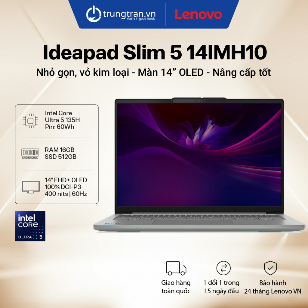 Lenovo IdeaPad Slim 5 14IMH10 83V6001GVN | Ultra 5 135H | 16GB | 512GB | 14" FHD+ OLED | Trung Trần | BigBuy360 - bigbuy360.vn