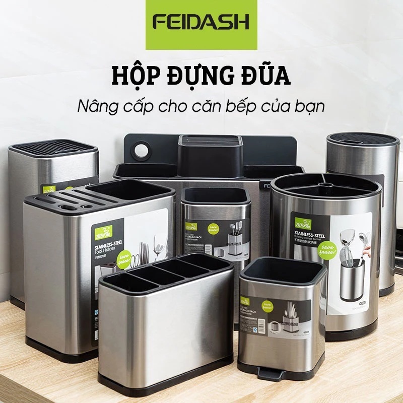 Hộp Đựng Dao Dĩa Đũa Inox 304 Cao Cấp Không Gỉ FEIDASH - Đa Dạng Mẫu Mã - Hàng Chính Hãng