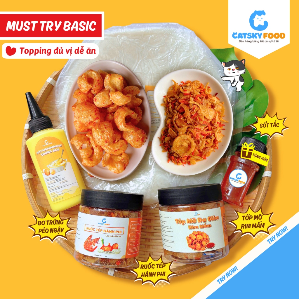 Must Try Basic - Bánh tráng phơi sương Catsky Food combo đồ ăn vặt tiện lợi