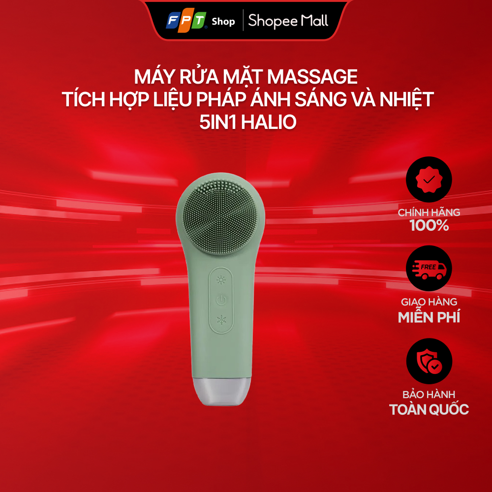Máy rửa mặt massage tích hợp liệu pháp ánh sáng và nhiệt 5in1 Halio