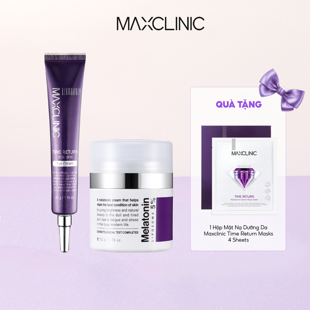 Bộ Đôi Kem Dưỡng Melatonin Cho Da Lão Hóa Maxclinic Time Return Melatonin Eye Cream 20g và Melatonin