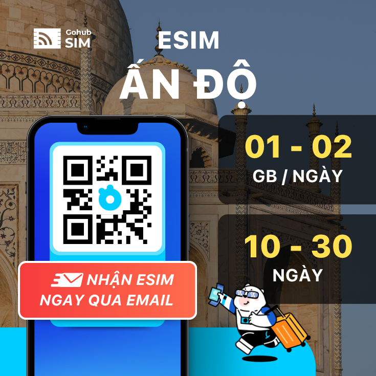 eSIM Ấn Độ 4G - Gói dài ngày (10 - 30 ngày) - Gohub gửi eSIM ngay qua email