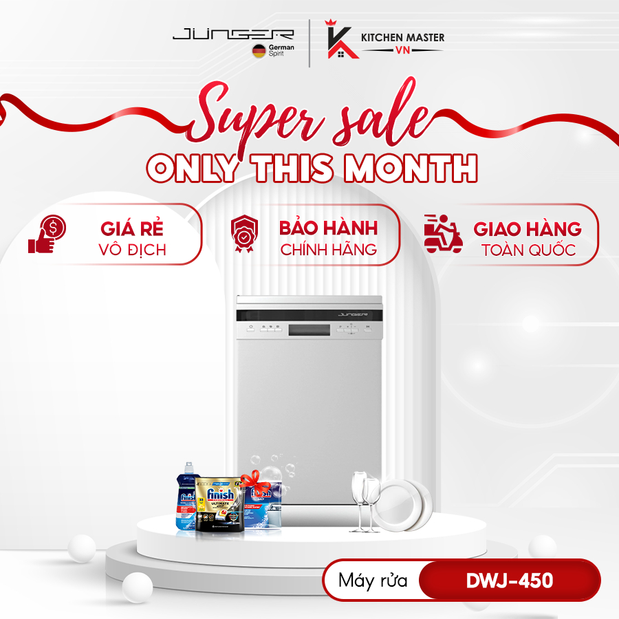 Máy Rửa Chén Junger DWJ-450 Chính Hãng – Nhỏ Gọn, 8L Nước, 70°C Diệt Khuẩn