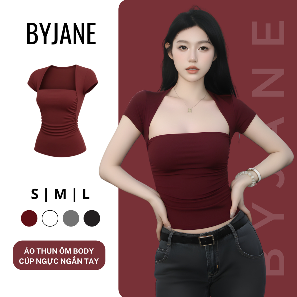 (MỞ BÁN) Áo Thun Ôm Boby Cúp Ngực Ngắn Tay Co Dãn 4 Chiều BYJANE-288 | BigBuy360 - bigbuy360.vn
