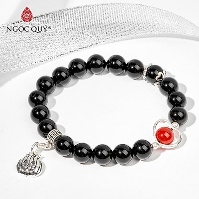 Vòng tay đá Obsidian tự nhiên phối charm - Mẫu VC0729 - Ngọc Quý