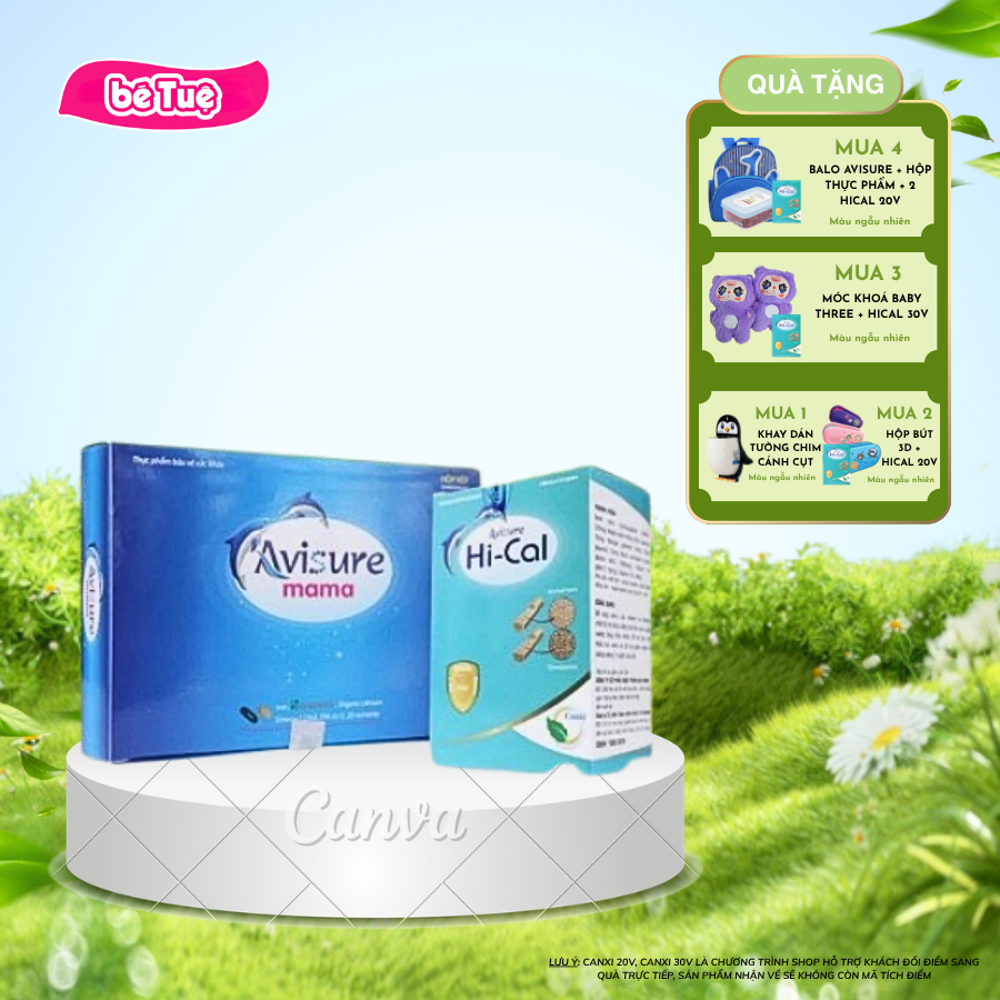 [MUA 2 TẶNG 1] [QUÀ Y HÌNH] Bộ đôi Vitamin tổng hợp Avisure Mama - Canxi hữu cơ cho bà bầu và sau si