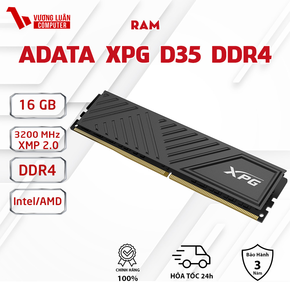 RAM ADATA XPG D35 16GB DDR4 3200Mhz Black Chính Hãng FULL.VAT