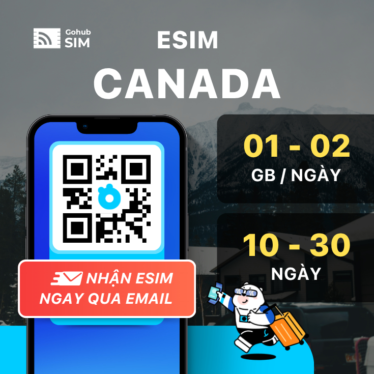 eSIM Canada 4G - Gói dài ngày (10 - 30 ngày) - Gohub gửi eSIM qua email