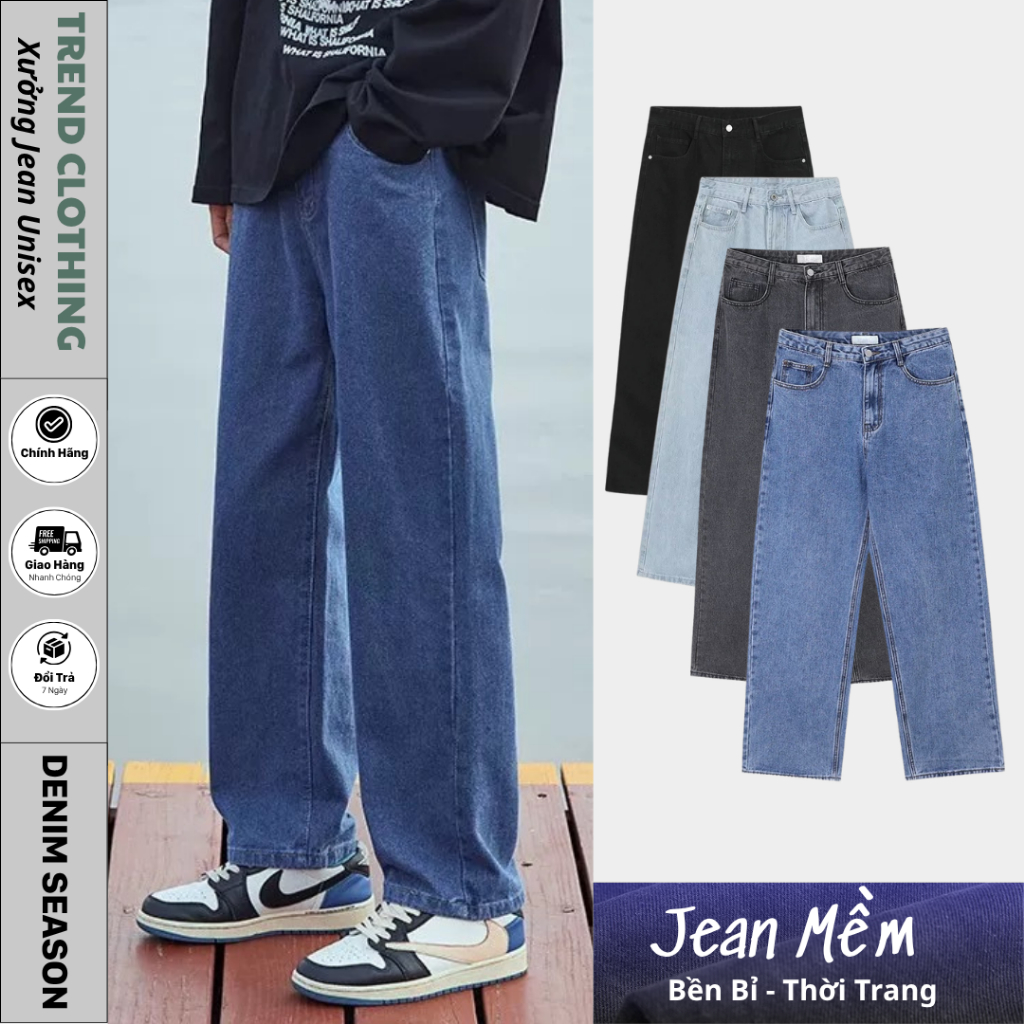 Quần jean nam ống suông, style hàn quốc bốn màu trơn basic, chất liệu denim cao cấp-TrendCclothing | BigBuy360 - bigbuy360.vn