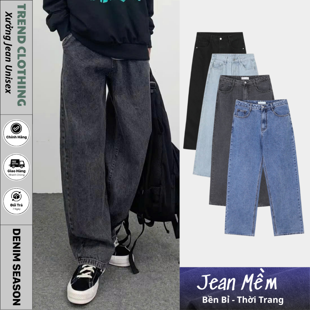 Quần jean nam ống suông, style hàn quốc bốn màu trơn basic, chất liệu denim cao cấp-TrendCclothing | BigBuy360 - bigbuy360.vn