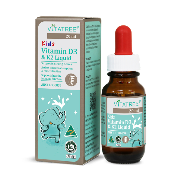 TPBVSK Vitatree Kids Vitamin D3 & K2 Liquid 20ml -  Tinh Chất D3K2 Hỗ Trợ Hấp Thu Canxi Cho Trẻ