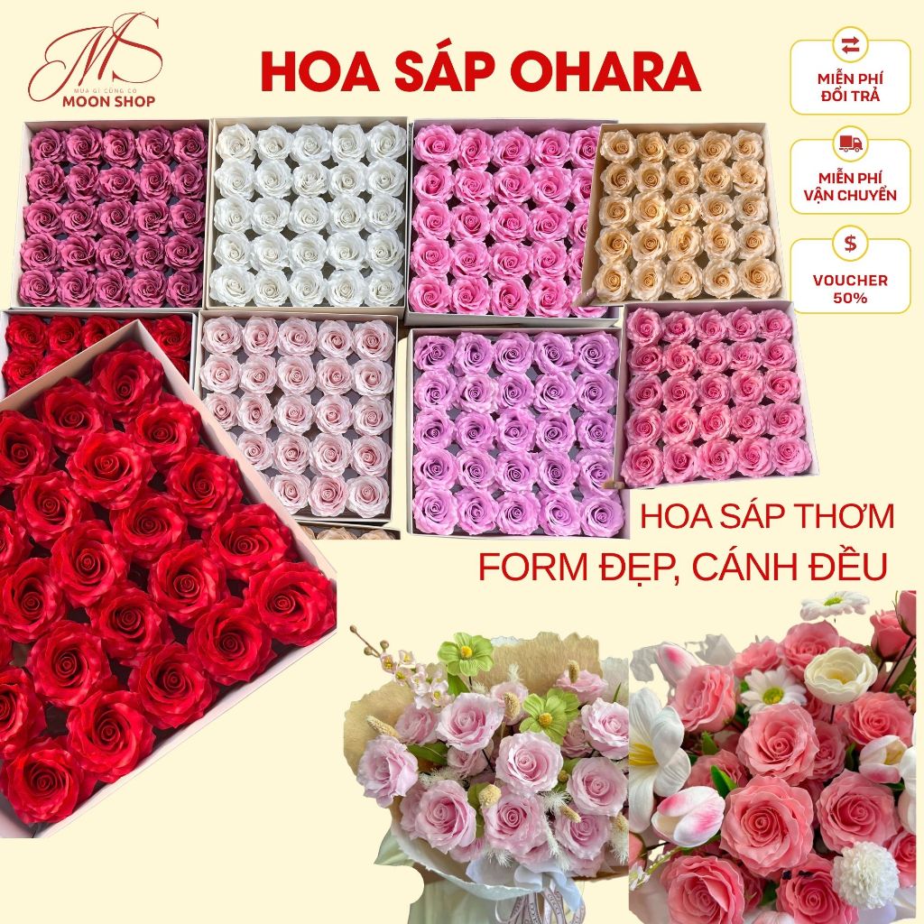 HOA SÁP OHARA Hộp 25 Bông Hoa Sáp Ohara Hoa Sáp Thơm Cao Cấp Moon shop