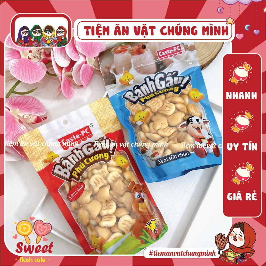 Bánh Gấu Nhân Kem Phú Cường (Gói 180G) Vị Sữa chua , Sữa chua Dâu