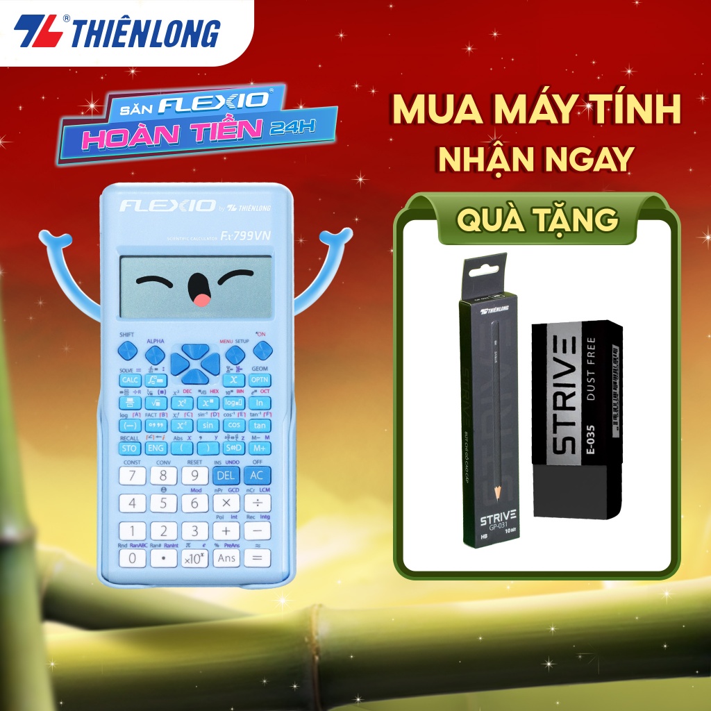 Máy tính cầm tay Flexio Fx799VN Thiên Long - Máy tính bỏ túi chính hãng cho học sinh, sinh viên