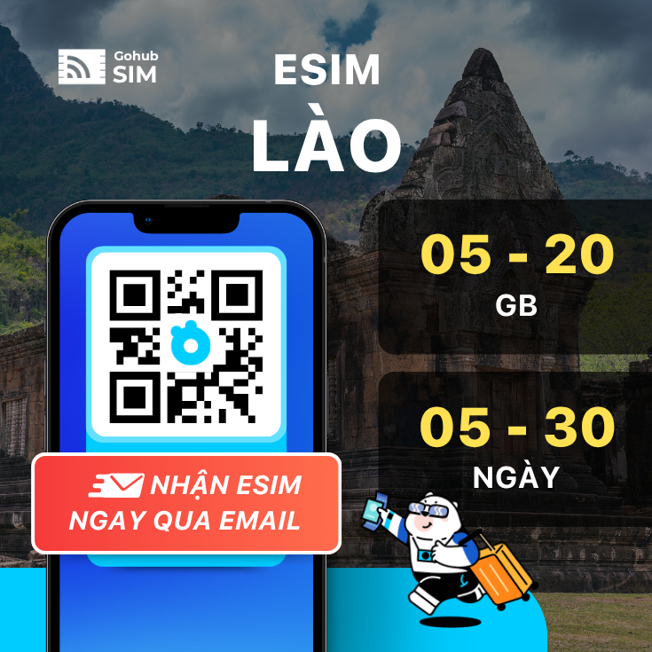 eSIM Lào 4G - Gói cố định (05 - 30 ngày) - Gohub gửi eSIM ngay qua email