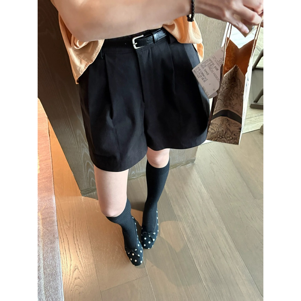 Quần Short Nữ chất liệu Kaki không nhắn Lưng cao TẶNG KÈM ĐAI Quần đùi Nữ dáng Rộng Cạp Cao Basic tôn Dáng | BigBuy360 - bigbuy360.vn