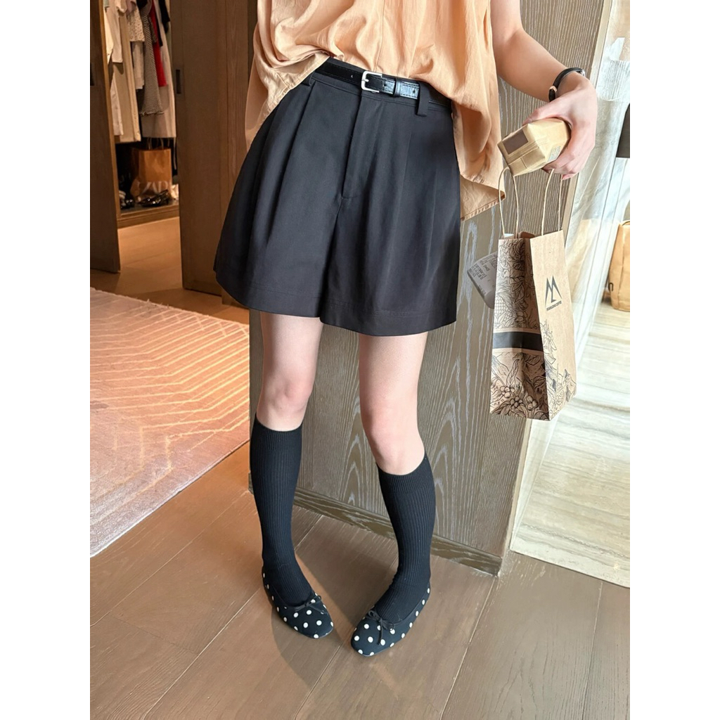 Quần Short Nữ chất liệu Kaki không nhắn Lưng cao TẶNG KÈM ĐAI Quần đùi Nữ dáng Rộng Cạp Cao Basic tôn Dáng | BigBuy360 - bigbuy360.vn