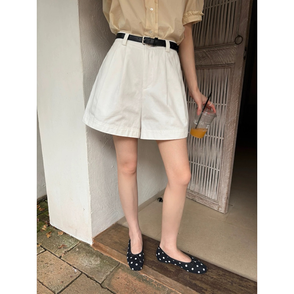 Quần Short Nữ chất liệu Kaki không nhắn Lưng cao TẶNG KÈM ĐAI Quần đùi Nữ dáng Rộng Cạp Cao Basic tôn Dáng | BigBuy360 - bigbuy360.vn