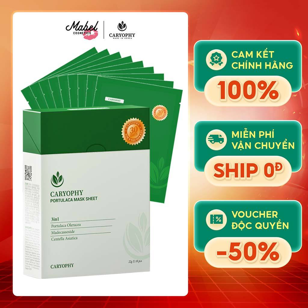 Hộp 10 miếng mặt nạ giấy dưỡng da Caryophy 22g (Caryophy Portulaca Mask Sheet 22g)