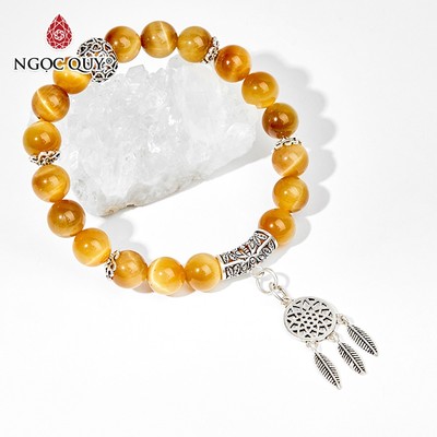 Vòng tay đá Thạch anh mắt hổ tự nhiên phối charm - Mẫu VC0206 - Ngọc Quý