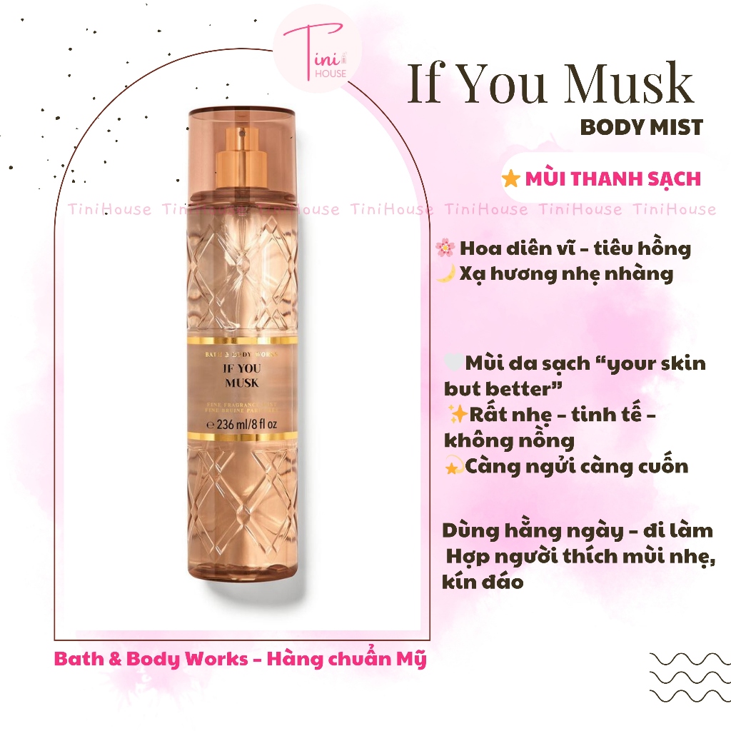 Xịt thơm Body mist IF YOU MUSK Bath & Body Works Chính hãng Mỹ