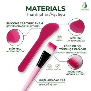 Bộ Cọ Đắp Mặt Nạ Kèm Muỗng Lấy Mask Ngân Bình, Dụng Cụ Quét Mặt Nạ Sạch Gọn Tiện Lợi