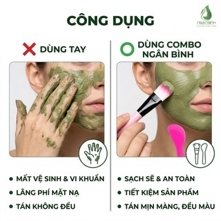 Bộ Cọ Đắp Mặt Nạ Kèm Muỗng Lấy Mask Ngân Bình, Dụng Cụ Quét Mặt Nạ Sạch Gọn Tiện Lợi