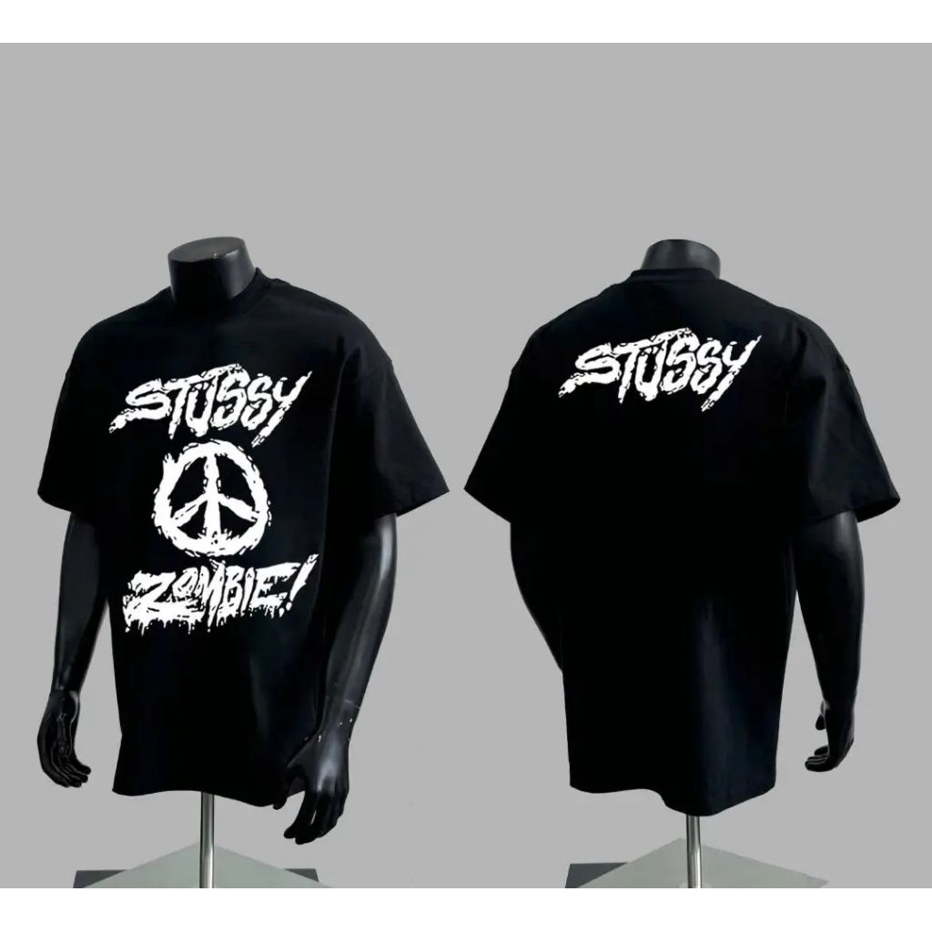 Áo Thun Đen STUSSY In Hình Xúc Xắc 3D Nổi Bật Form Rộng Unisex Phong Cách Streetwear