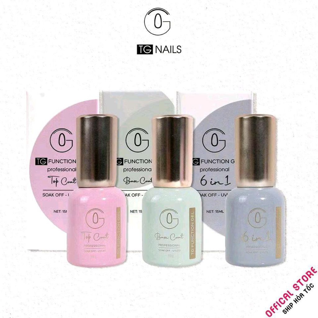 Base , Top, Gel đa năng 6in1 hãng TG , bản cọ cao cấp chai 10g mới