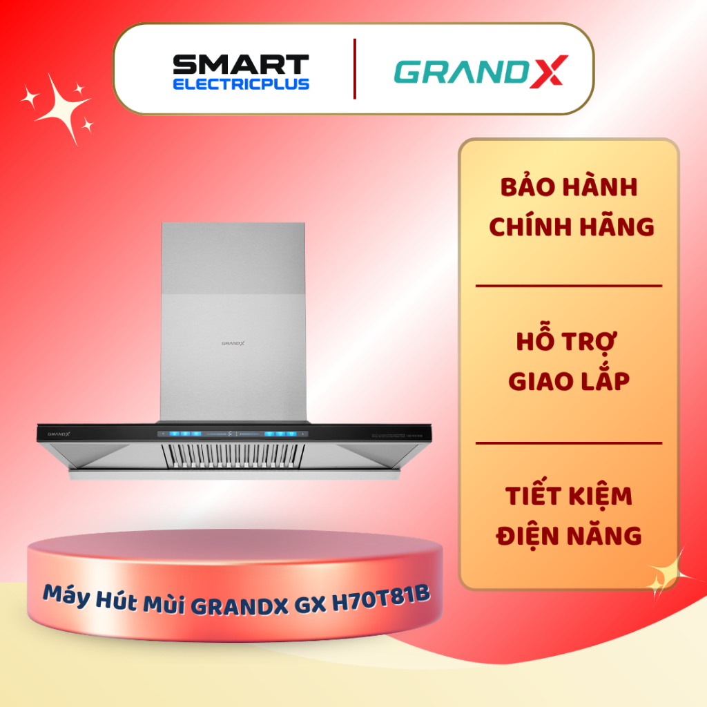 Máy Hút Mùi GRANDX GX H70T81B – Thiết Kế Chữ T Sang Trọng, Hiệu Suất Hút Mạnh Mẽ Chuẩn Châu Âu